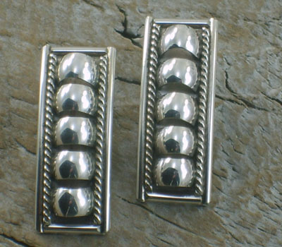 Native American Earrings - Navajo Silver Stack